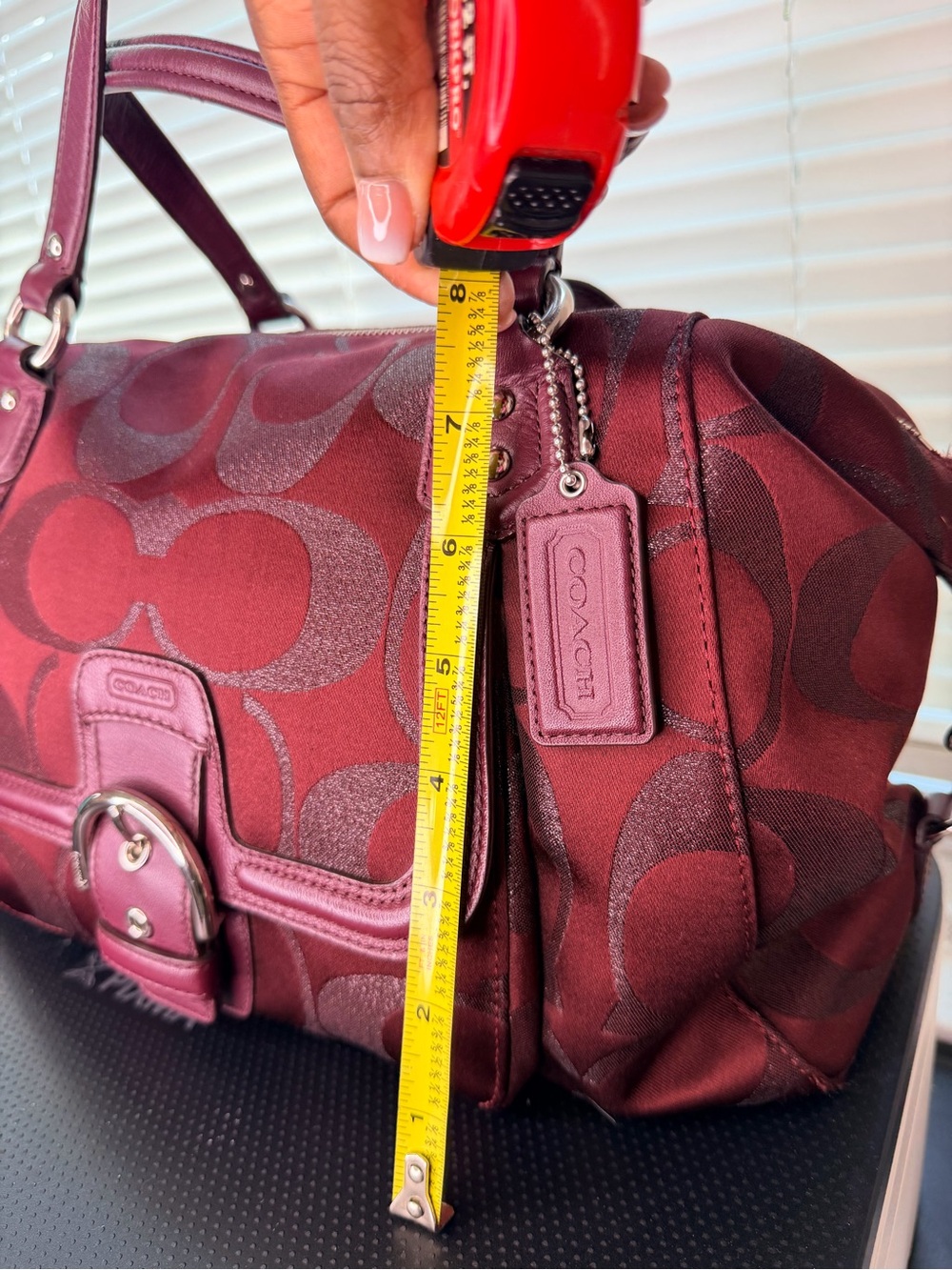 Coach Signature Satchel in Burgundy and Deep Red - Picture 10 of 15